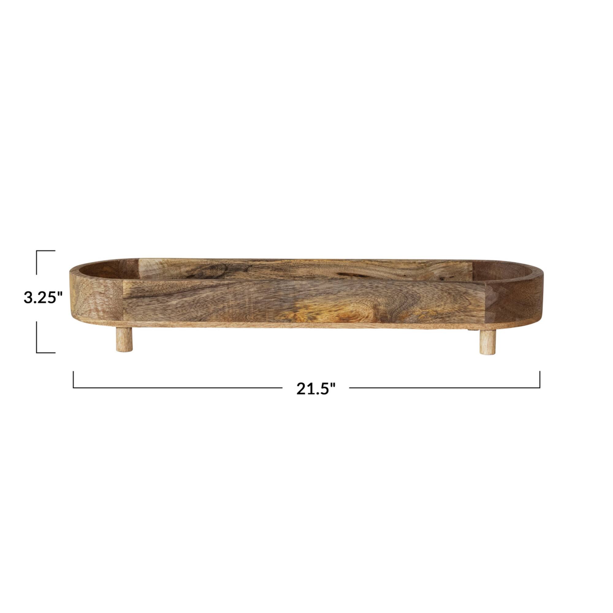 Hello Honey® 21.5" Natural Footed Mango Wood Tray